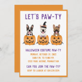 ハロウィーンの衣装パワティフランスのブルドッグパンプキン 招待状 (正面/裏面)