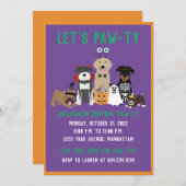 ハロウィーンの衣装パワティ犬ブラックキャット 招待状 (正面/裏面)