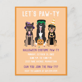 ハロウィーンの衣装パワティ犬 インビテーションポストカード