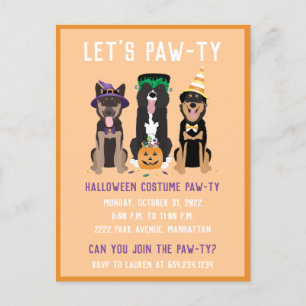 ハロウィーンの衣装パワティ犬 インビテーションポストカード