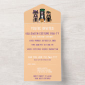 ハロウィーンの衣装パワティ犬 オールインワン招待状 (内側)