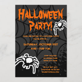 ハロウィーンの衣装パーティの招待状でクモの巣を持つ 招待状