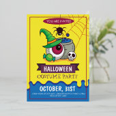 ハロウィーンの衣装パーティの招待状 子供へ 箔シーズンカード (立ち正面)