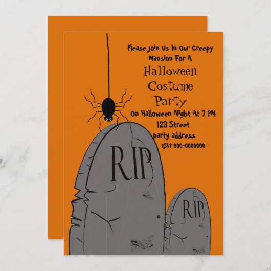 ハロウィーンの衣装パーティの招待状 招待状 (正面/裏面)