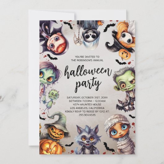 ハロウィーンの衣装パーティの招待状 招待状 (正面)