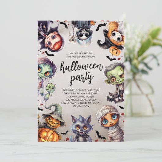 ハロウィーンの衣装パーティの招待状 招待状 (スタンド正面)