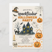 ハロウィーンの衣装パーティの招待状 招待状 (正面/裏面)