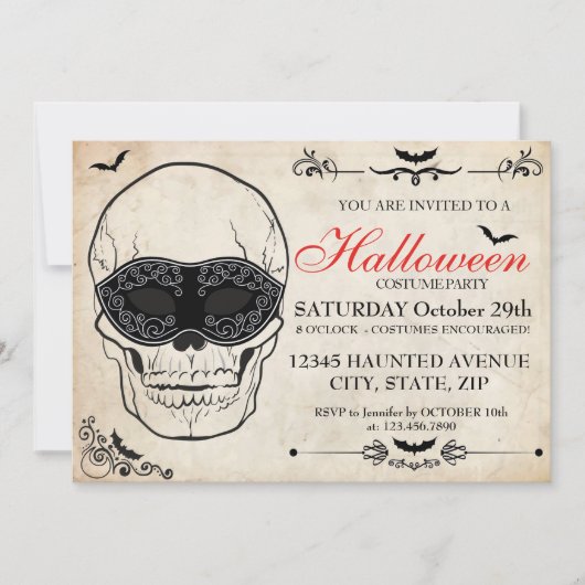 ハロウィーンの衣装パーティの招待状 招待状 (正面)