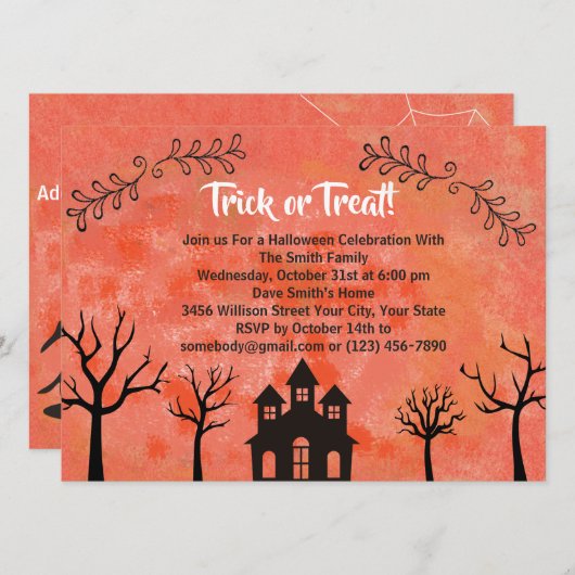 ハロウィーンの衣装パーティの招待状 招待状 (正面/裏面)