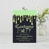 ハロウィーンの衣装パーティーを滴らせる緑のグロー滴 招待状 (スタンド正面)