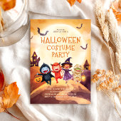 ハロウィーンの衣装パーティートリックトリートキッズ 招待状