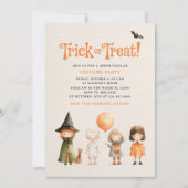 ハロウィーンの衣装パーティートリックトリート 招待状 (正面)