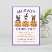 ハロウィーンの衣装パーティーフランスのブルドッグズカボチャ 招待状 (スタンド正面)
