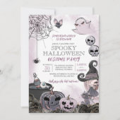 ハロウィーンの衣装パーティー不気味かわいい魔女 招待状 (正面)