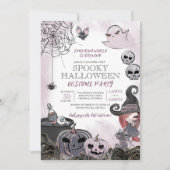 ハロウィーンの衣装パーティー不気味かわいい魔女 招待状 (正面)