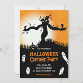 ハロウィーンの衣装パーティー不気味な木の幽霊カボチャ 招待状 (正面)