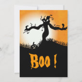 ハロウィーンの衣装パーティー不気味な木の幽霊カボチャ 招待状 (裏面)