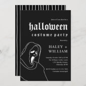 ハロウィーンの衣装パーティー不気味死神をテーマにしたテーマ 招待状 (正面/裏面)