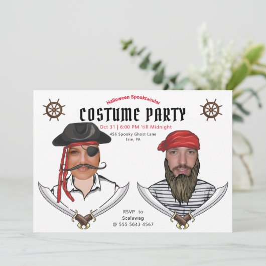 ハロウィーンの衣装パーティー大人の不気味なおもしろい 招待状 (スタンド正面)