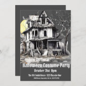ハロウィーンの衣装パーティー幽霊のよく出るハウス 招待状 (正面/裏面)