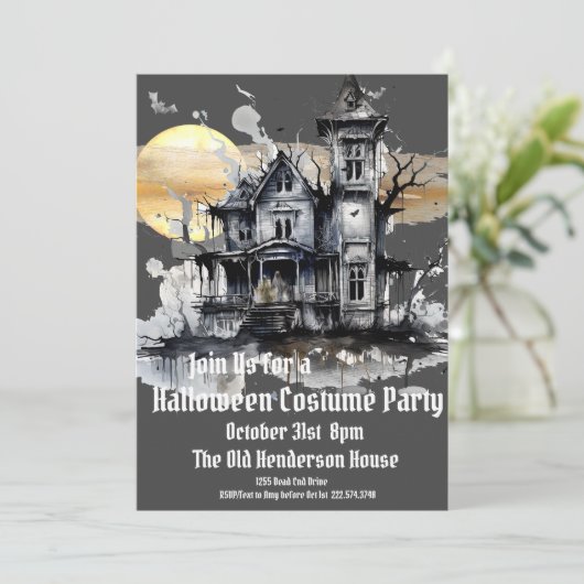 ハロウィーンの衣装パーティー幽霊のよく出るハウス 招待状 (スタンド正面)