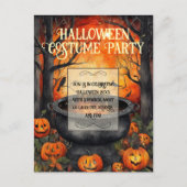 ハロウィーンの衣装パーティー水彩 インビテーションポストカード (正面)