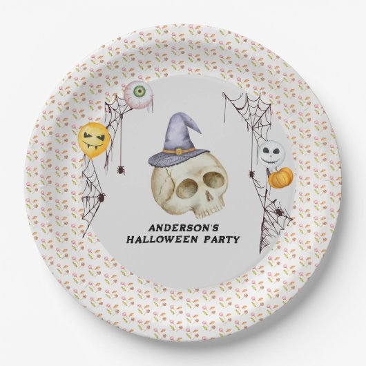 ハロウィーンの衣装パーティー水彩 ペーパープレート (正面)
