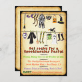 ハロウィーンの衣装パーティー物干し招待状 招待状 (正面/裏面)