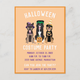 ハロウィーンの衣装パーティー犬 インビテーションポストカード