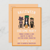 ハロウィーンの衣装パーティー犬 インビテーションポストカード (正面/裏面)