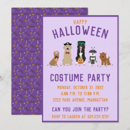 ハロウィーンの衣装パーティー犬 招待状