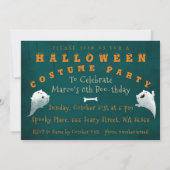 ハロウィーンの衣装パーティー誕生日魔女猫ミイラ 招待状 (裏面)