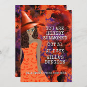 ハロウィーンの衣装パーティー魔女を召喚 招待状 (正面/裏面)