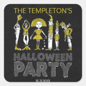 ハロウィーンの衣装パーティー スクエアシール (正面)