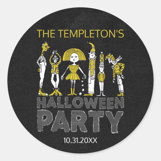 ハロウィーンの衣装パーティー ラウンドシール (正面)