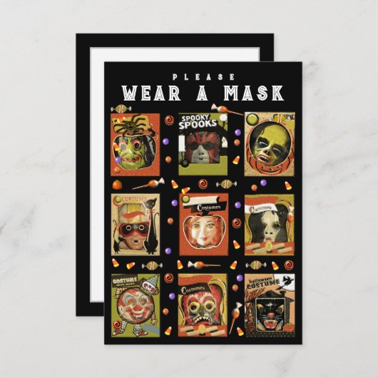 ハロウィーンの衣装パーティー 招待状 (正面/裏面)