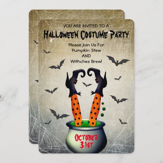 ハロウィーンの衣装パーティー 招待状 (正面/裏面)