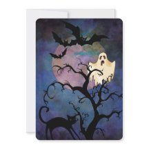 ハロウィーンの衣装パーティー、月&幽霊