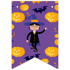 ハロウィーンの衣装ボーイのウィザード誕生日パーティー バンティングフラッグ