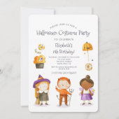 ハロウィーンの衣装子供の誕生日パーティー 招待状 (正面)