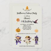 ハロウィーンの衣装子供の誕生日パーティー 招待状 (正面/裏面)