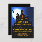ハロウィーンの衣装実在パーティーを小さくする 招待状 (正面/裏面)