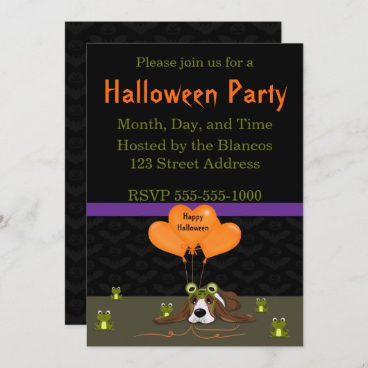ハロウィーンの衣装招待状 招待状 (正面/裏面)
