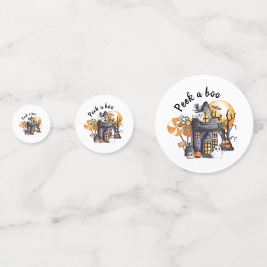 ハロウィーンの装飾でブー赤ちゃんシャワーを覗く コンフェッティ (正面)