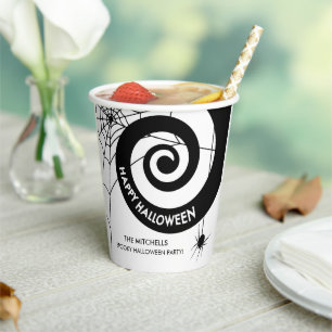 ハロウィーンの装飾   ブラック&ホワイトペーパーカップPap 紙コップ