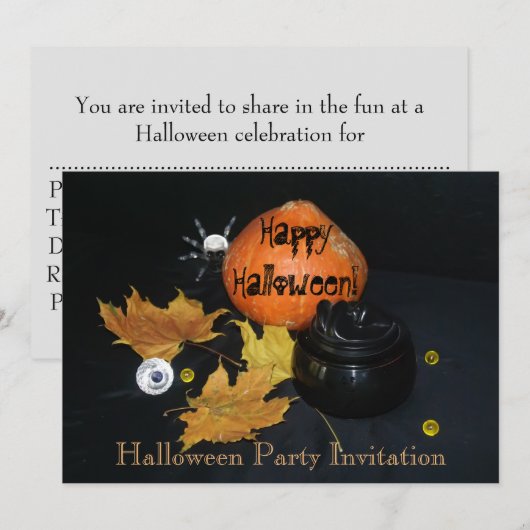 ハロウィーンの装飾 招待状 (正面/裏面)