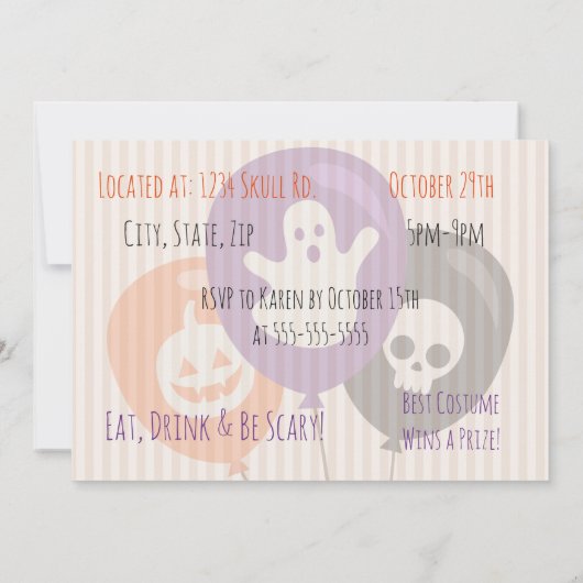 ハロウィーンの装飾 招待状 (裏面)