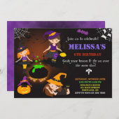 ハロウィーンの誕生日の招待ウィッチ安息日招待状 招待状 (正面/裏面)