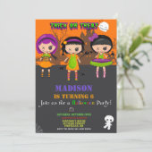 ハロウィーンの誕生日の招待ブードゥー人形招待状 招待状 (スタンド正面)