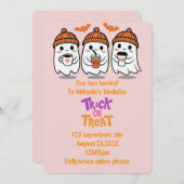 ハロウィーンの誕生日の招待状 招待状 (正面/裏面)